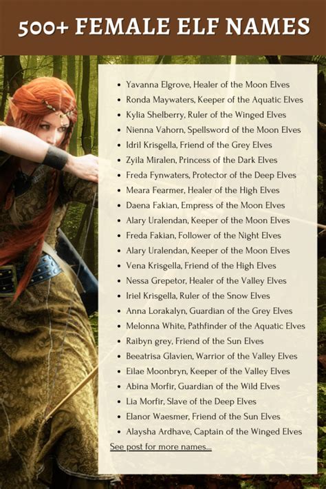 female elf archer names|female elf archer printable.